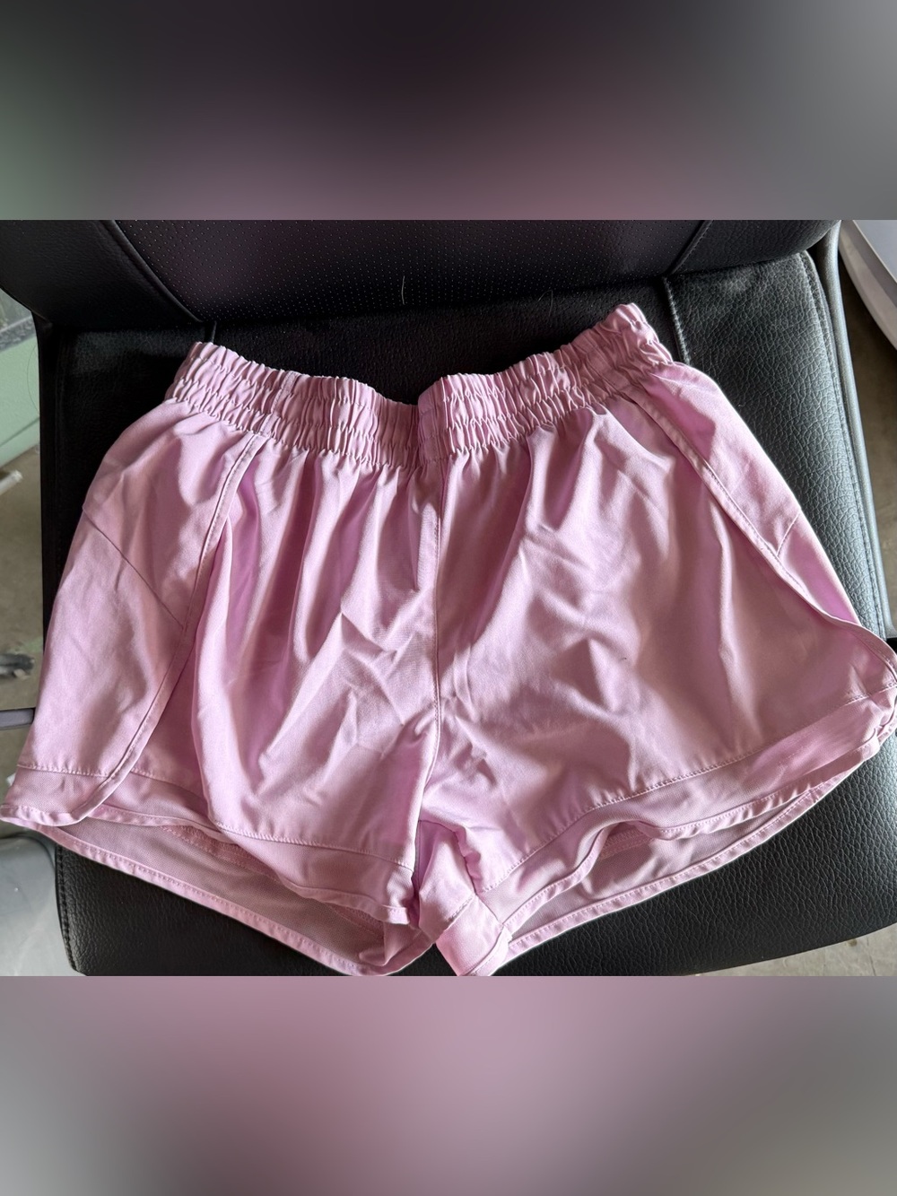 Light Pink Elastic-Waist Athletic Shorts for Women